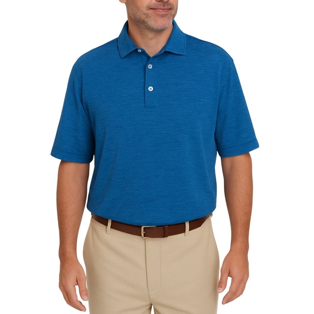 FootJoy Men's Blue Golf Polo Large Classic Golf Polo Heather Texture
